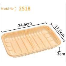 Disposable supermarket vegetable fruit packing thicken wooden rectangle tray plasitc